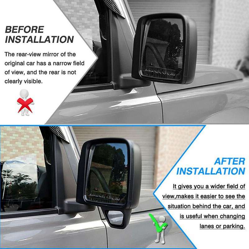 2x Car Blind Spot Assist Mirror Wide Angle Mirror Rearview Mirror