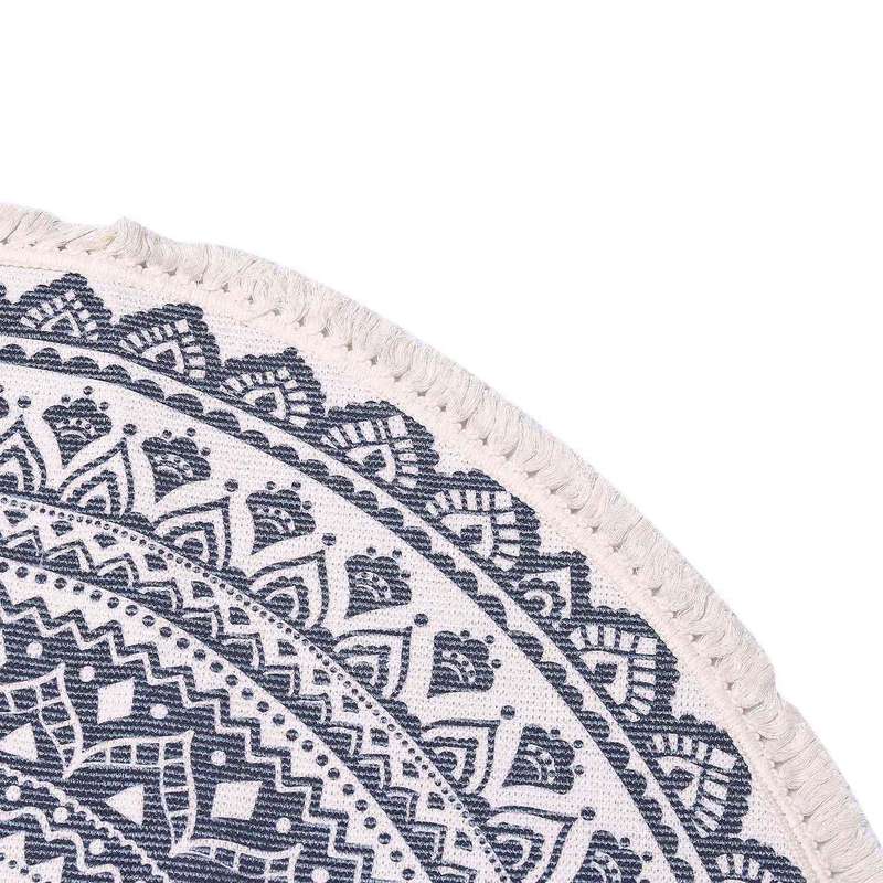 Bohemian Style Round Cotton Rugs Washable Non-slip Floor Mats 90cm