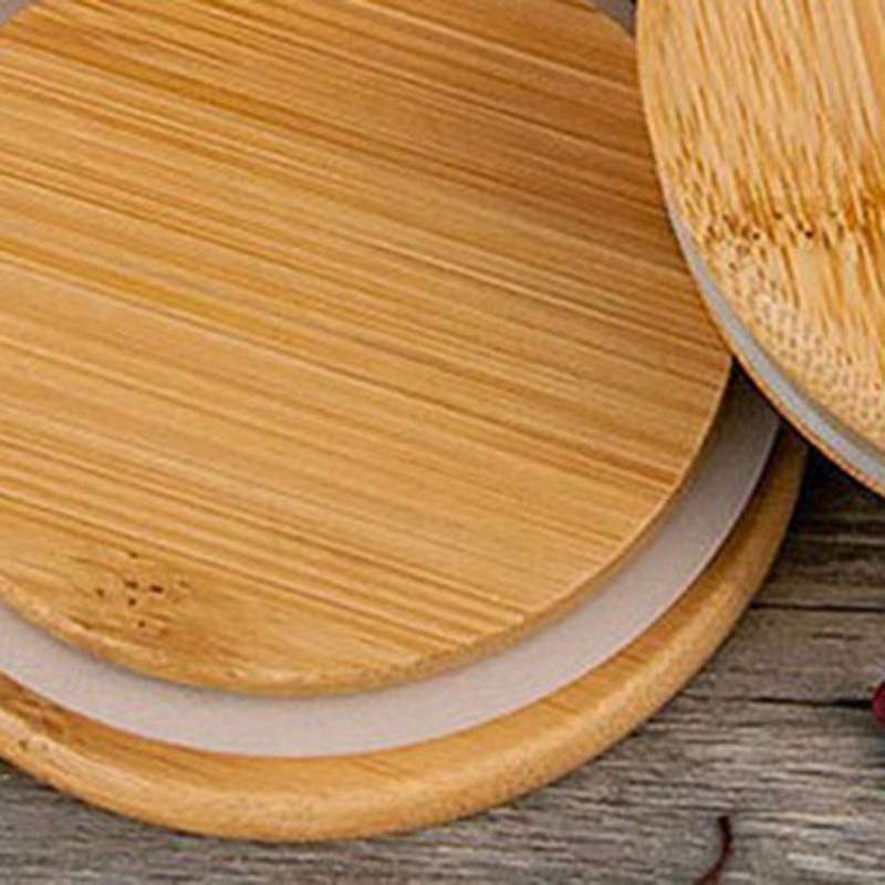 2pcs Sugar Bowl with Bamboo Lid and Spoon Jar for Kitchen Storag