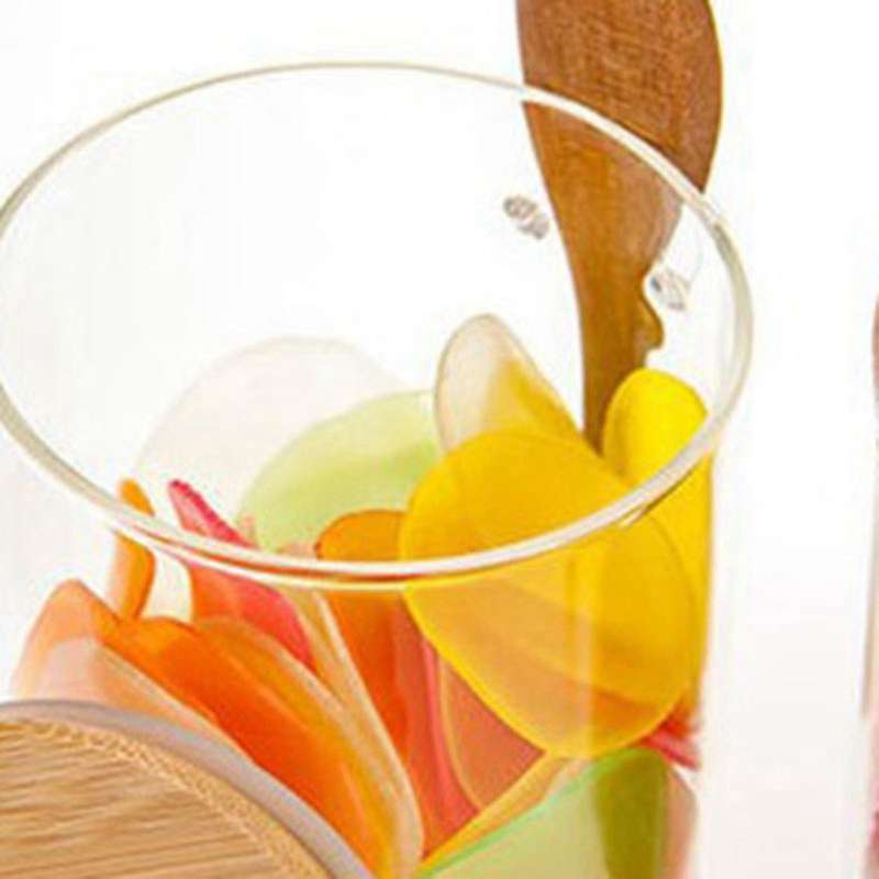 2pcs Sugar Bowl with Bamboo Lid and Spoon Jar for Kitchen Storag