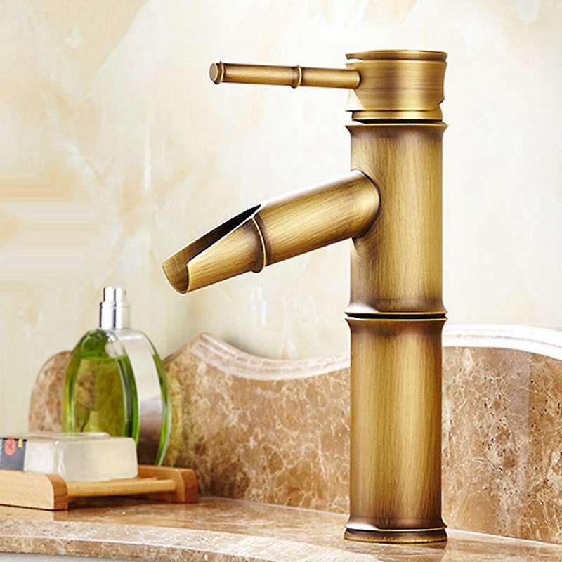 Basin Faucet Antique Copper Bamboo Shape Faucet Bronze Finish B