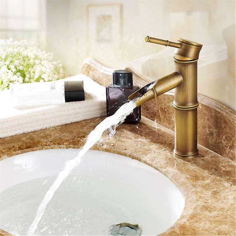 Basin Faucet Antique Copper Bamboo Shape Faucet Bronze Finish B