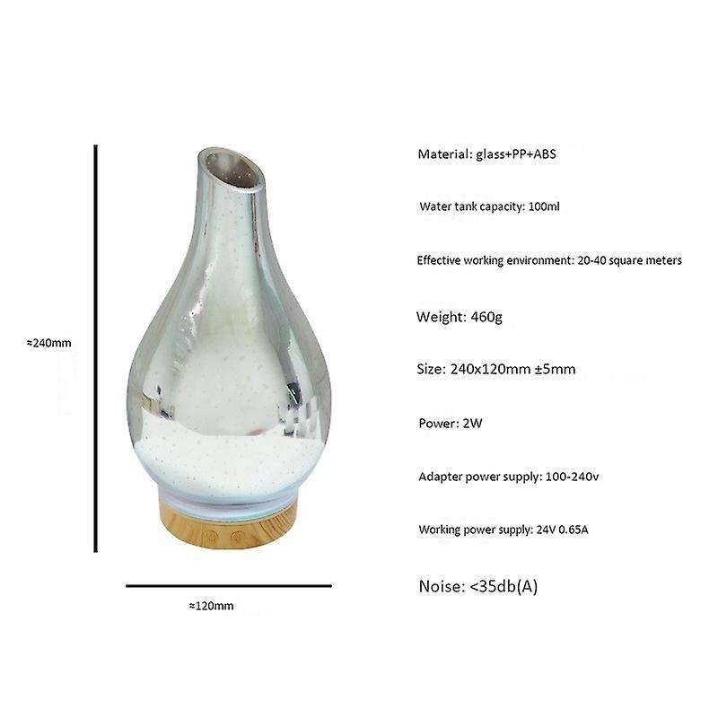 3d Glass Aromatherapy Ultrasonic Cool Mist Humidifier Eu Plug