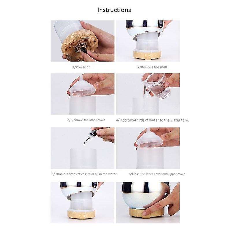 3d Glass Aromatherapy Ultrasonic Cool Mist Humidifier Eu Plug