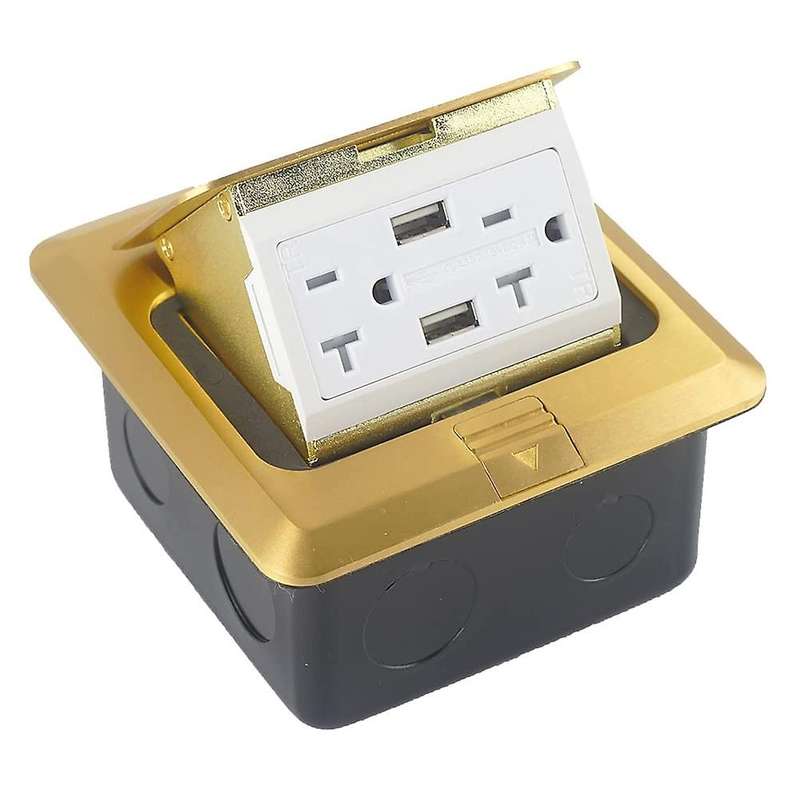 Pop-up Floor Outlet Covers Box, Power Box Kit , Gold,us Plug