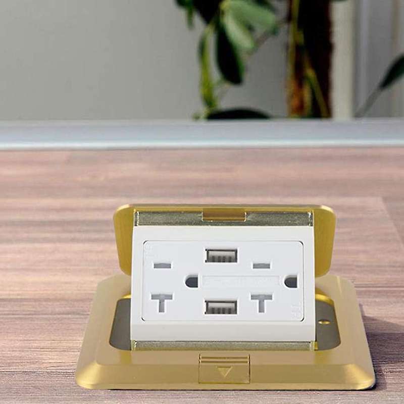 Pop-up Floor Outlet Covers Box, Power Box Kit , Gold,us Plug
