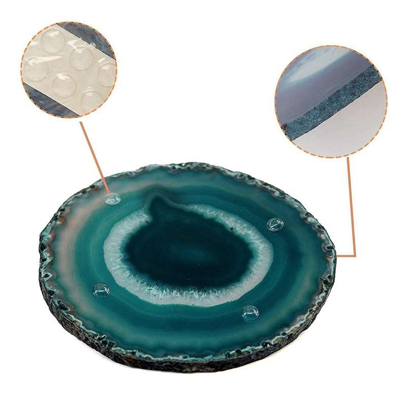 4pcs Agate Slice Blue Agate Coaster Teacup Tray Decorative Design