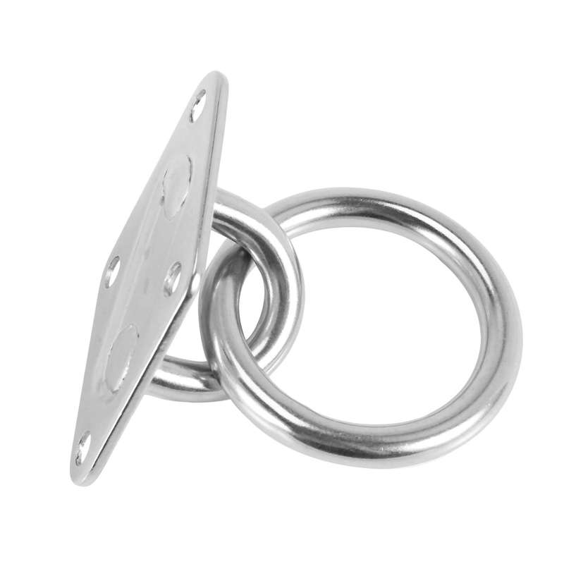 6pcs 80mmx50mm Mounting Hook with Round Ring Stainless Steel