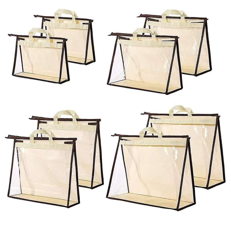 8 Pack Handbag Dust Bags Clear for Closet, Zipper Bag for Handbags A