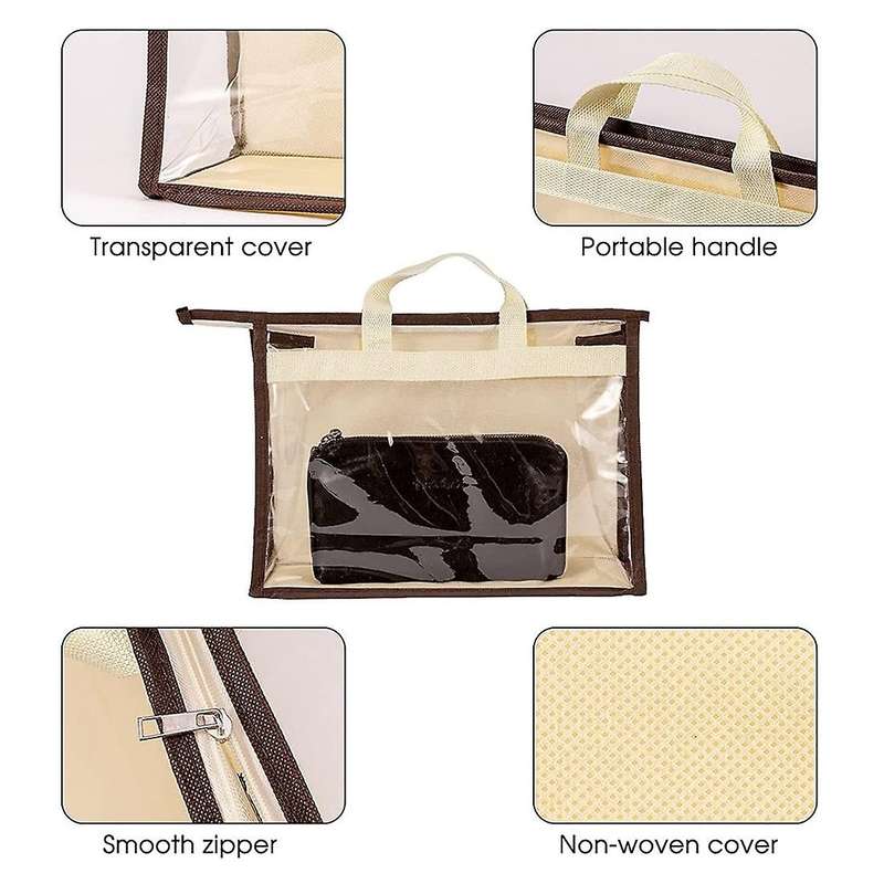 8 Pack Handbag Dust Bags Clear for Closet, Zipper Bag for Handbags A