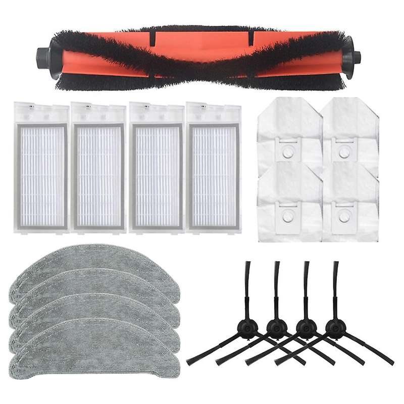 17pcs Main Brush Mop Cloth Hepa Filter Side Brush Dust Bag Parts