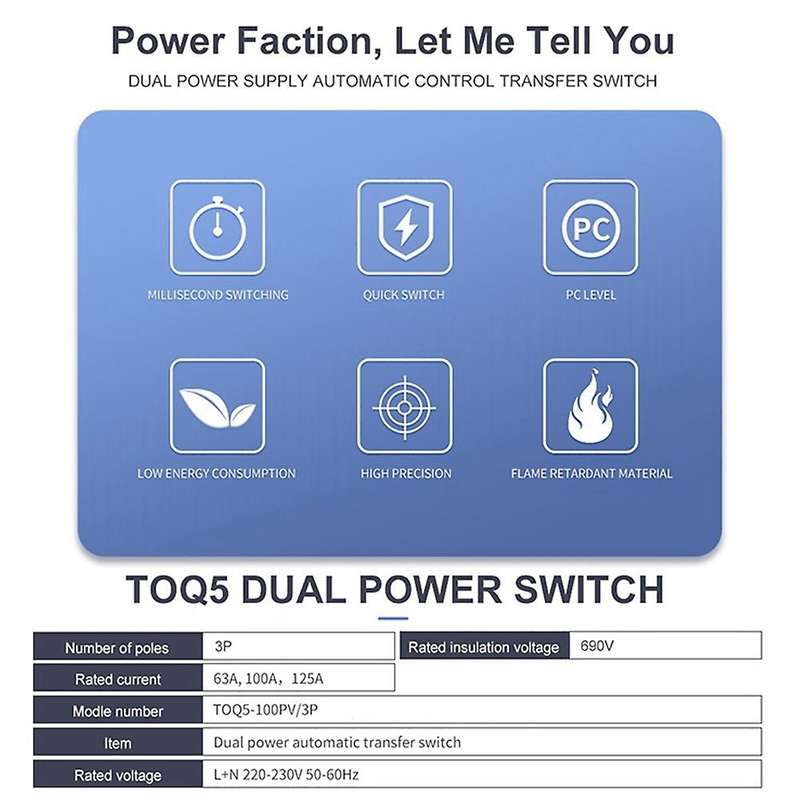 Din Rail 3p Ats Dual Power Automatic Transfer Switch Electrical 63a