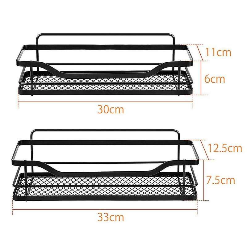 2pcs Bathroom Basket Rack with Hooks, Metal Shower Rack for Kitchen