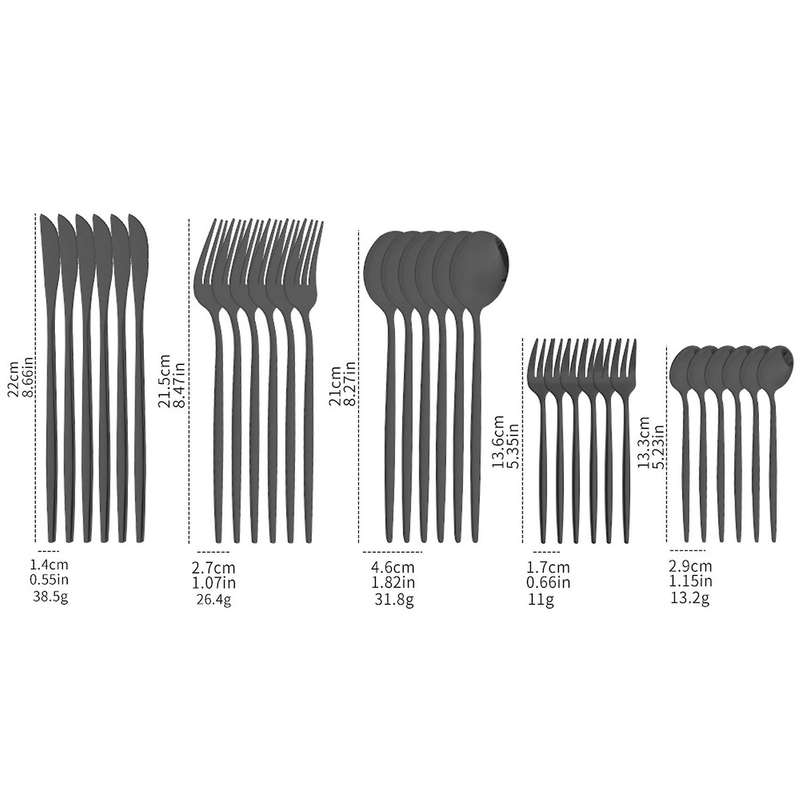 Stainless Steel Cutlery Black Spoon Fork Knife Set Of Household