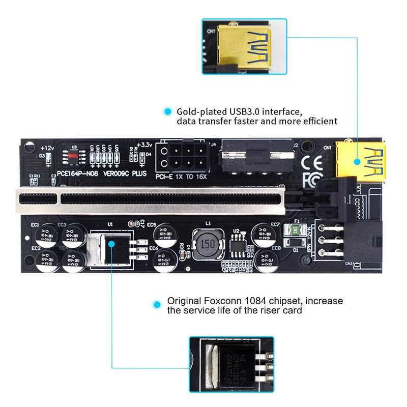 Version Riser 009c Plus Pci-e 1x 4x 8x 16x Extender Riser Card Pcie B