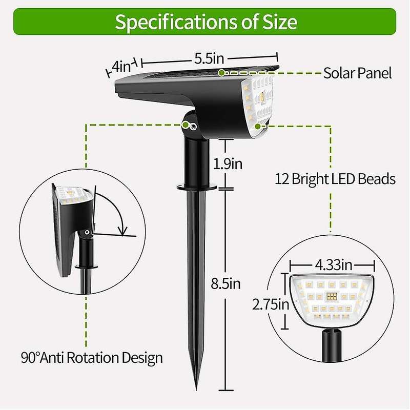 Solar Spot Lights Landscape Spotlight Wall Lights for Porch Yard B