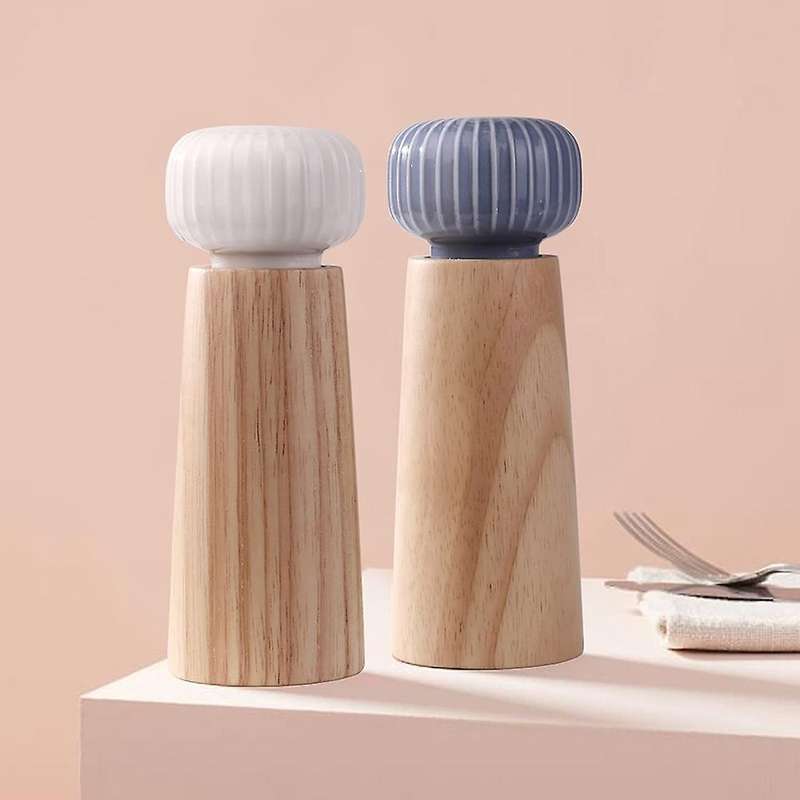Salt and Pepper Grinder Set - Wood and Ceramic Pepper Mill Grinder