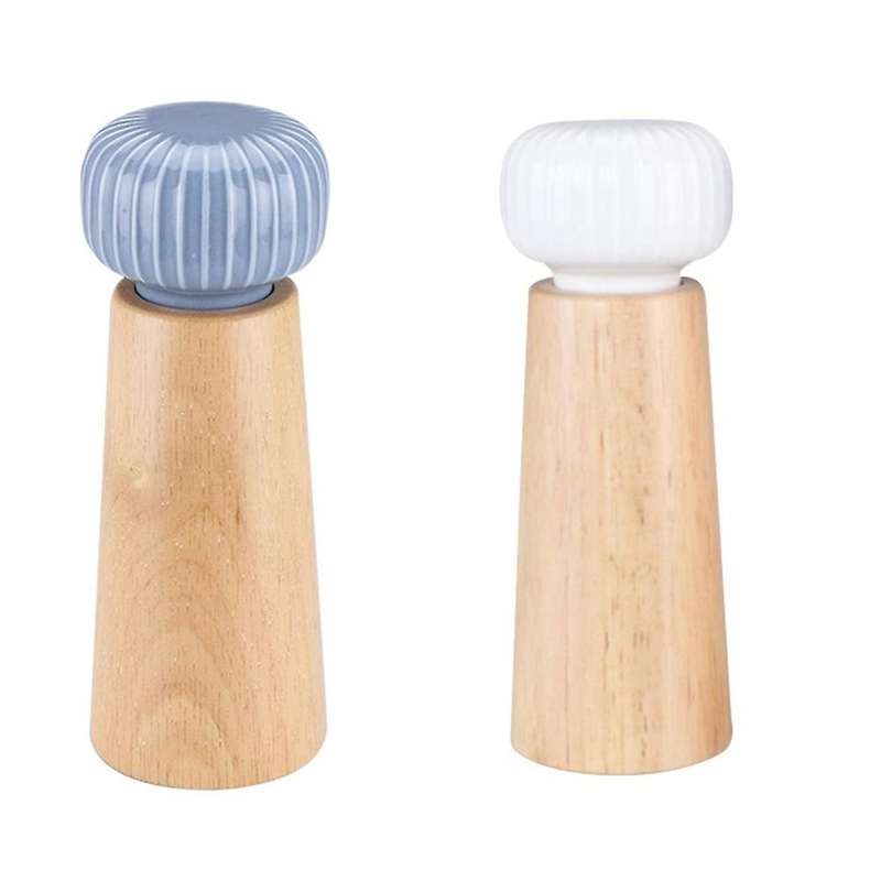 Salt and Pepper Grinder Set - Wood and Ceramic Pepper Mill Grinder