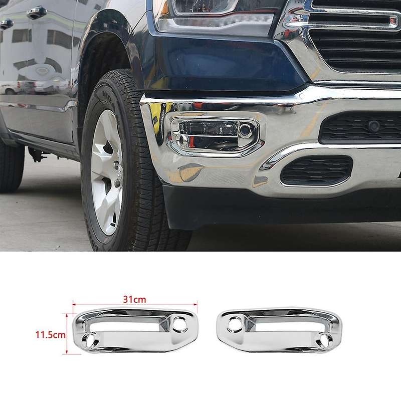 Car Front Fog Light Cover for Dodge Ram 2018-2022, Abs Silver