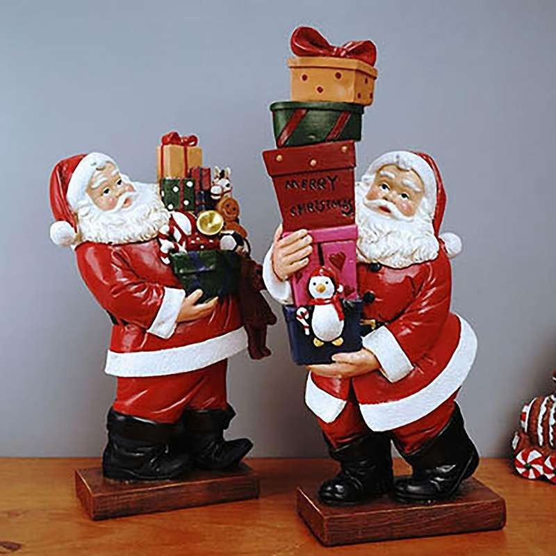 1pcs Santa Claus Sculpture Christmas Doll Resin Holiday Table Decor A