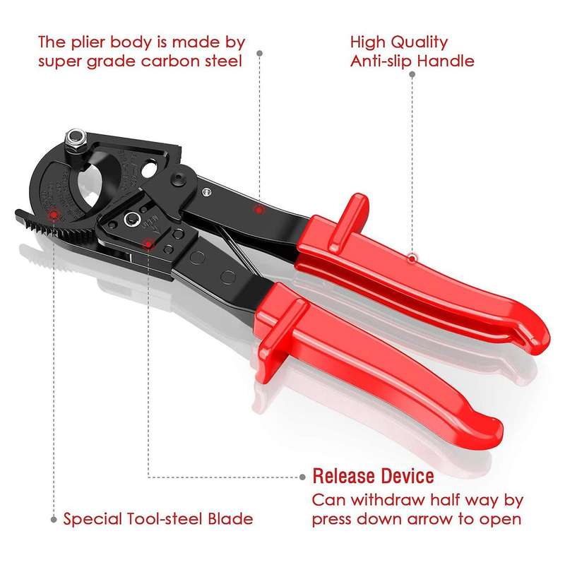 Aluminum Copper Cable Cutter Wire Cutter, Ratchet Heavy Duty