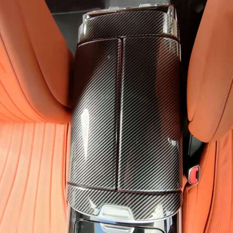 Center Console Armrest Storage Box Panel Decoration Carbon