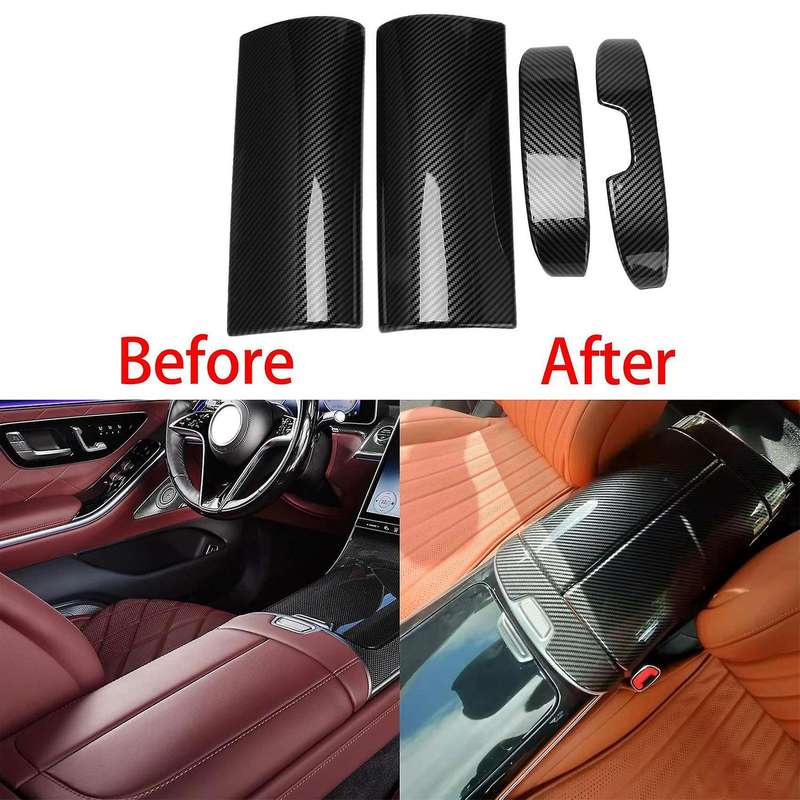 Center Console Armrest Storage Box Panel Decoration Carbon