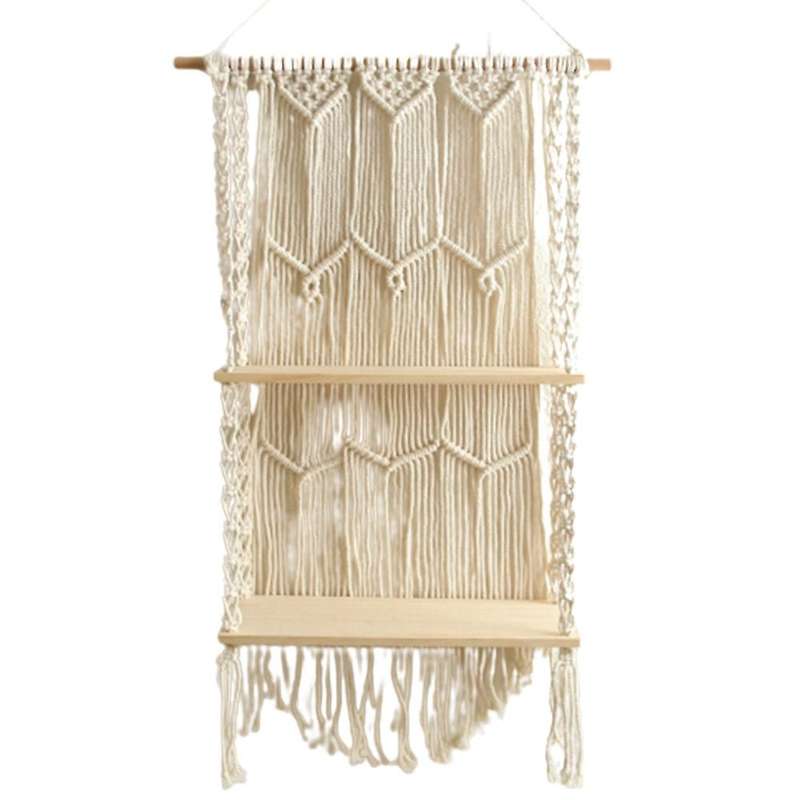 Macrame Wall Hanging Shelf - Boho Indoor Hanging Shelves