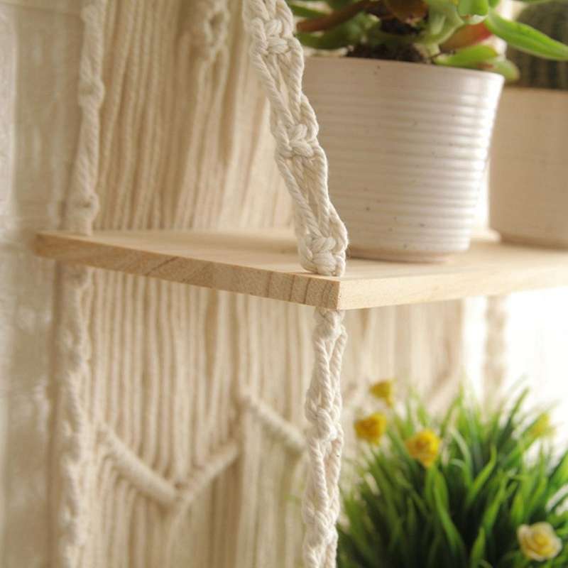 Macrame Wall Hanging Shelf - Boho Indoor Hanging Shelves