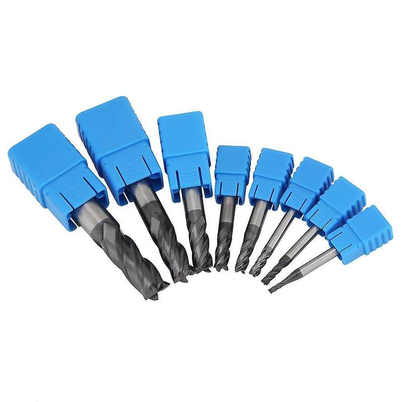 8pcs 2-12mm Carbide End Mill 4 Flutes Milling Cutter Tool Kit Carbide