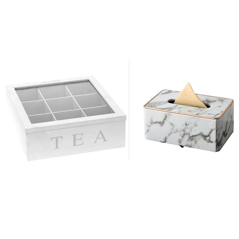 Wood Storage Container with Lid 9-compartment Kitchen Organiser
