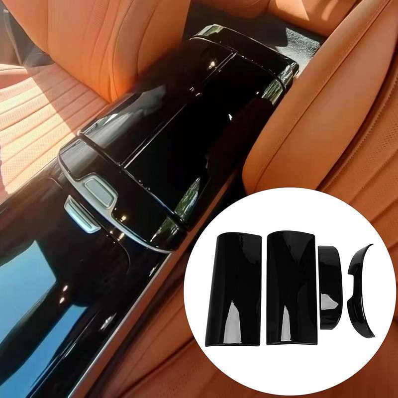 Center Console Armrest Storage Box Panel Decoration Black