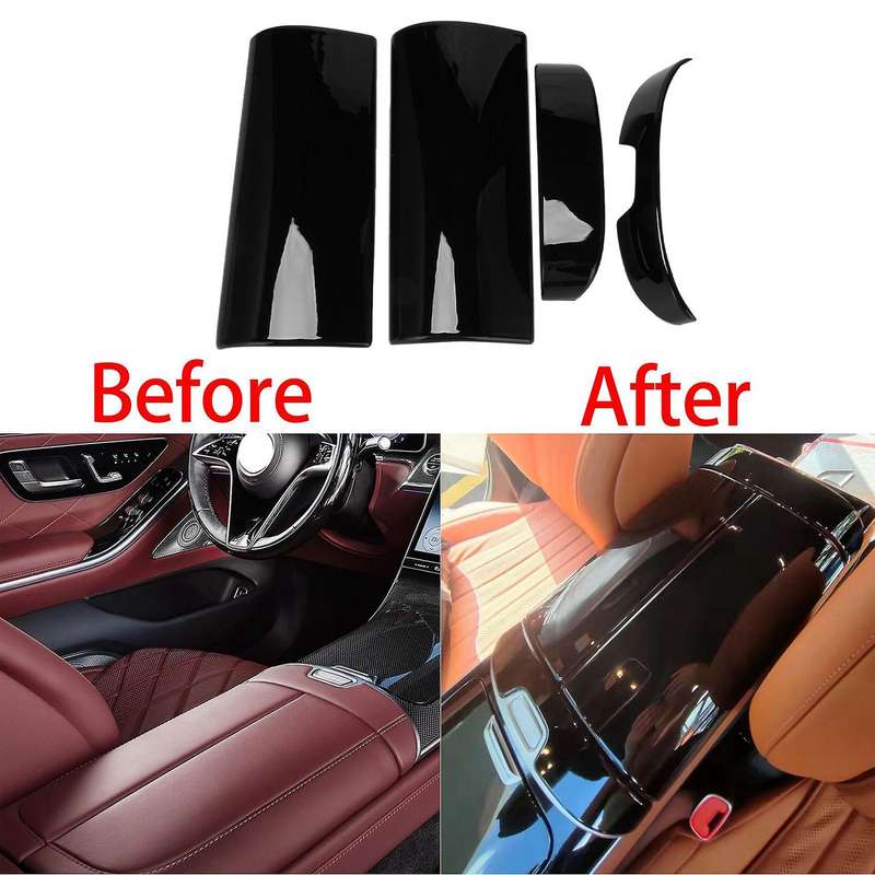 Center Console Armrest Storage Box Panel Decoration Black