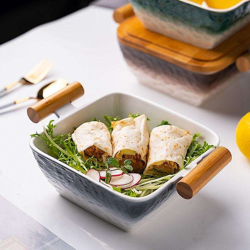 Bamboo Double Ear Anti-scalding Soup Bowl 1100 Ml with Wooden Lid 1