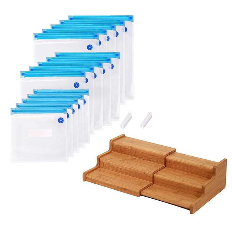 Kitchen Cabinet Organizer- Bamboo 3-layer Adjustable Spice Rack