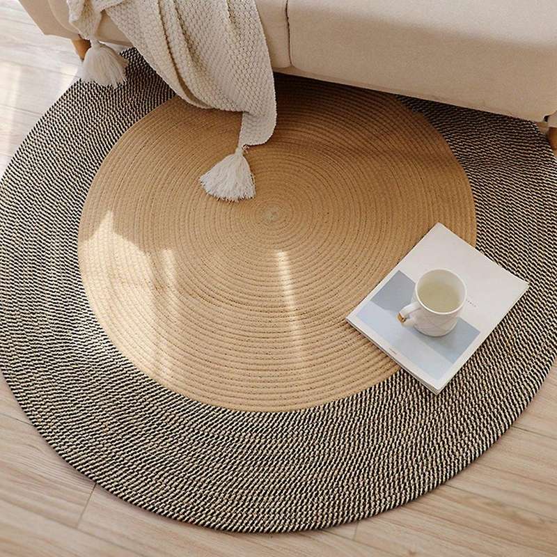 Japanese Style Woven Carpet Jute Round Floor Mat(m)