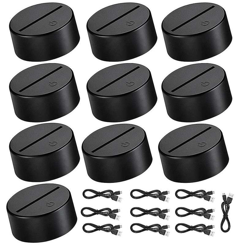 10 Pcs 7 Colors Touch Lamp Base 3d Night Led Light Lamp Base Black