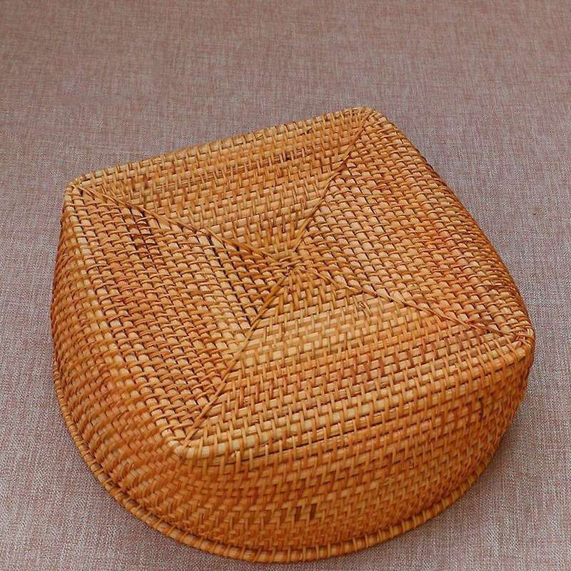 Handwoven Rattan Storage Tray Set Round Wicker Basket Bread Food
