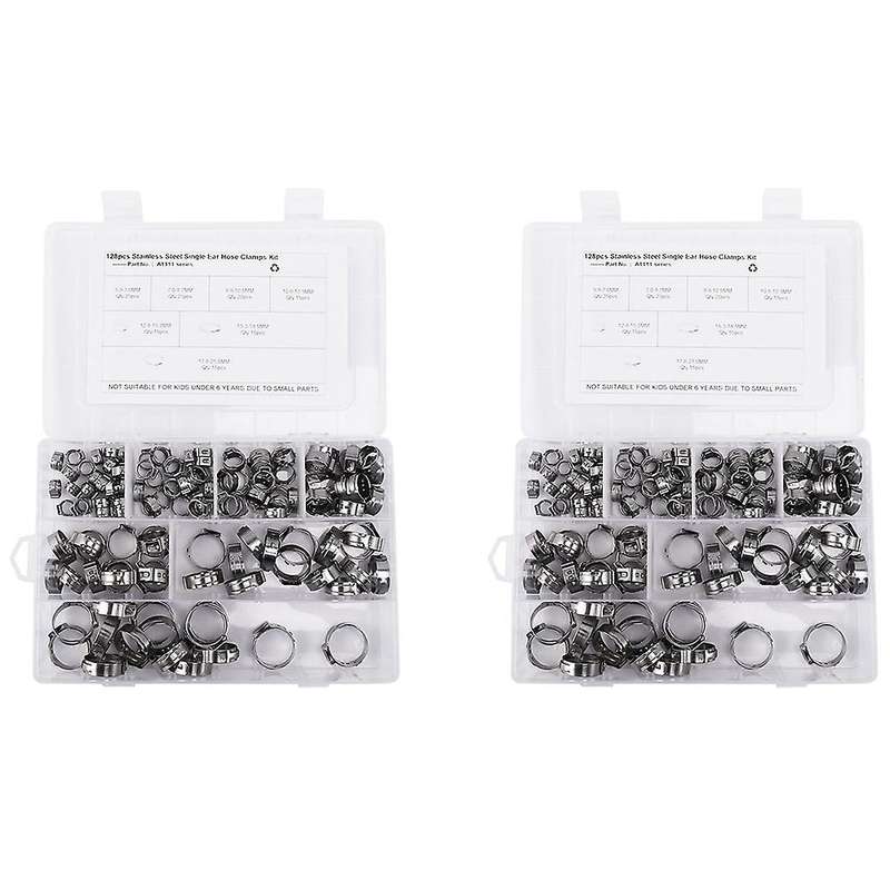 304 Stainless Steel Hose Clamp Classification Kit, 128 Pieces