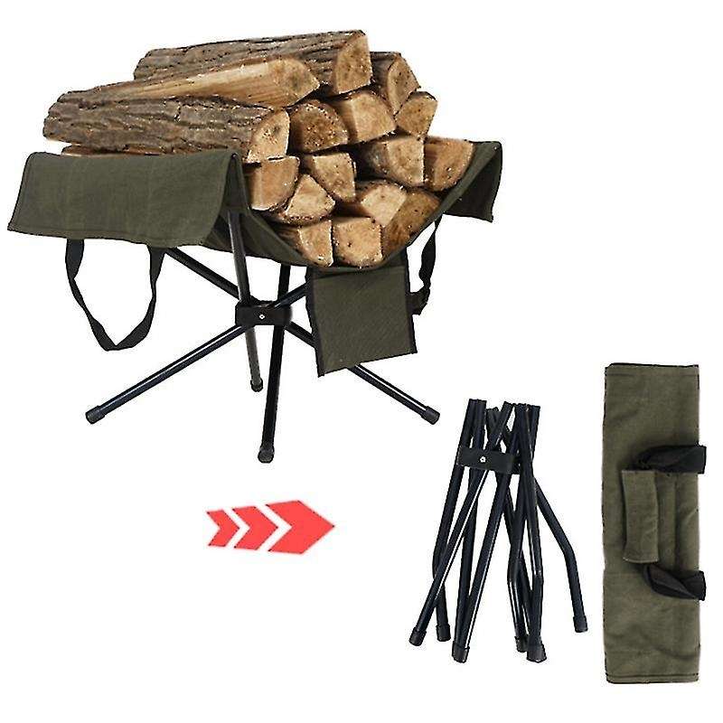 Camping Firewood Rack Aluminum Alloy Racks Firewood Bag Canvas Bag