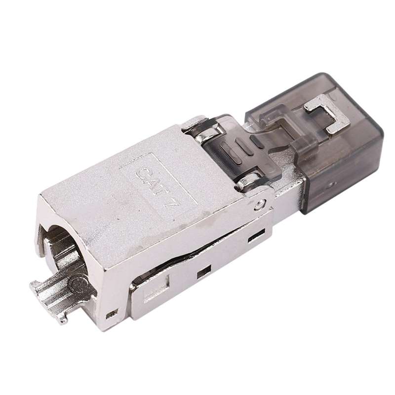 10pcs Tool-free Shielded Rj45 Cat 7 Termination Plug Connector - Gray