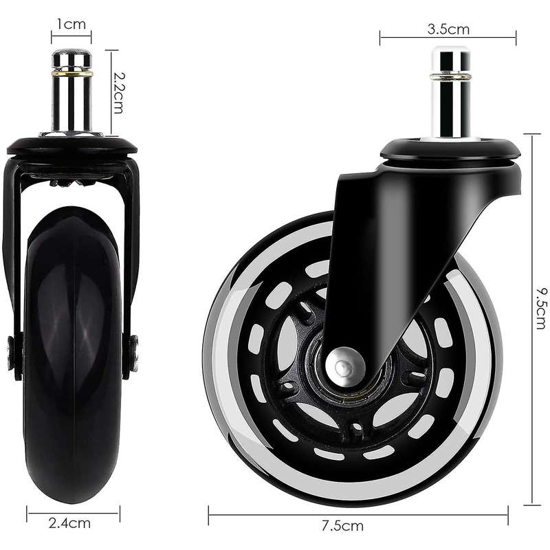 5 Pcs Wheels for Office Chairs Swivel Casters Silent Caster, 10mm