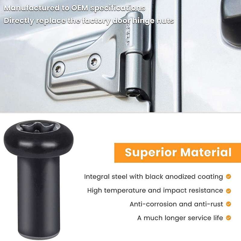 Door Pin Guides+door Hinge Nuts Kit for Jeep Wrangler Jk Jl 07-21