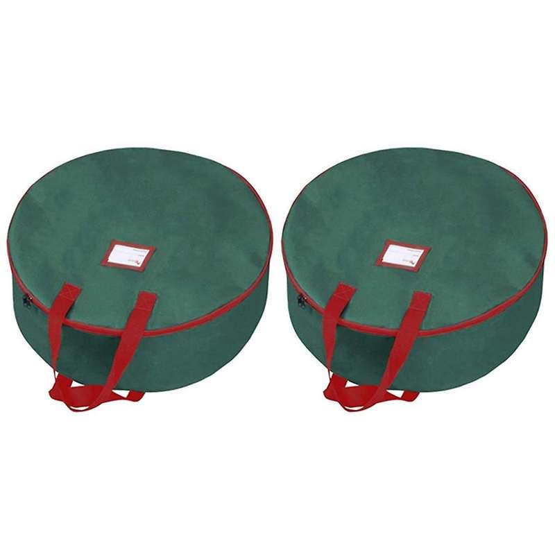 2pcs Christmas Holiday Wreath Storage Bag Round Home Storage Dust Bag