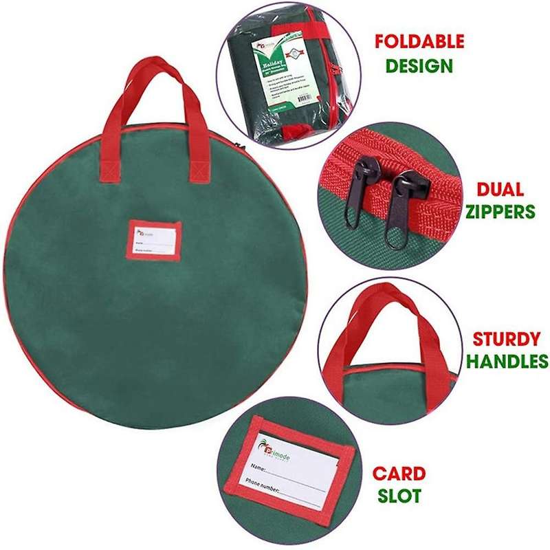 2pcs Christmas Holiday Wreath Storage Bag Round Home Storage Dust Bag