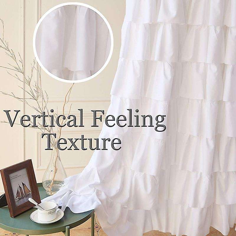 Ruffle Shower Curtain Decor Soft Polyester, White,71 Inch X 71 Inch