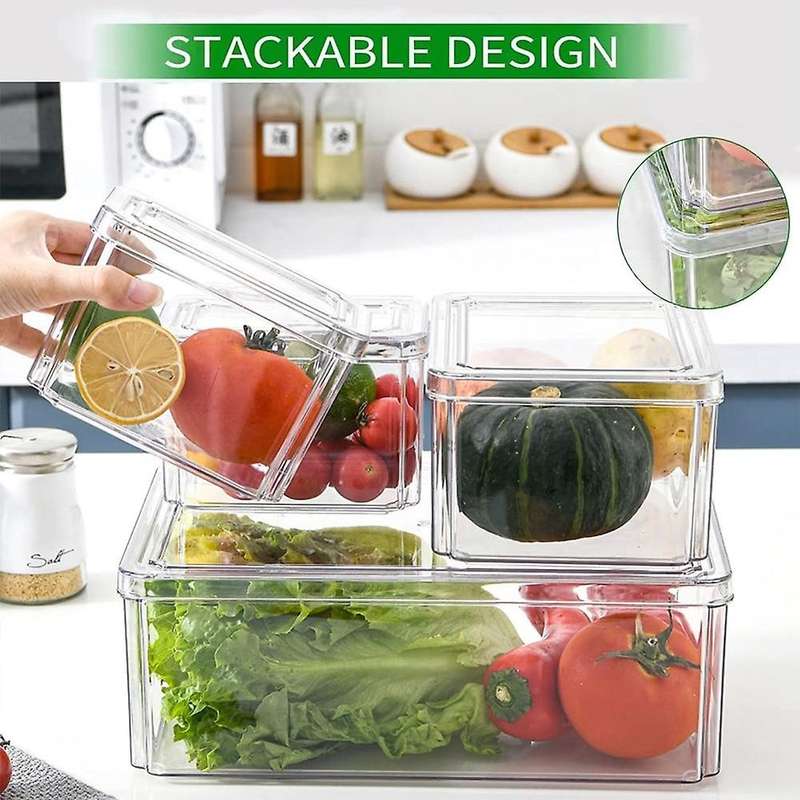 Fridge Organizer Stackable,set Of 4 Kitchen Refrigerator Organizer