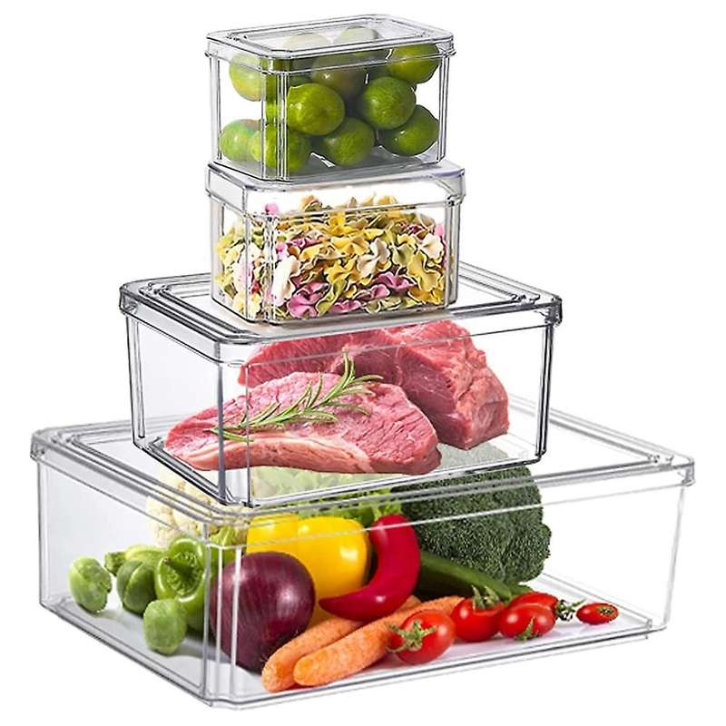 Fridge Organizer Stackable,set Of 4 Kitchen Refrigerator Organizer