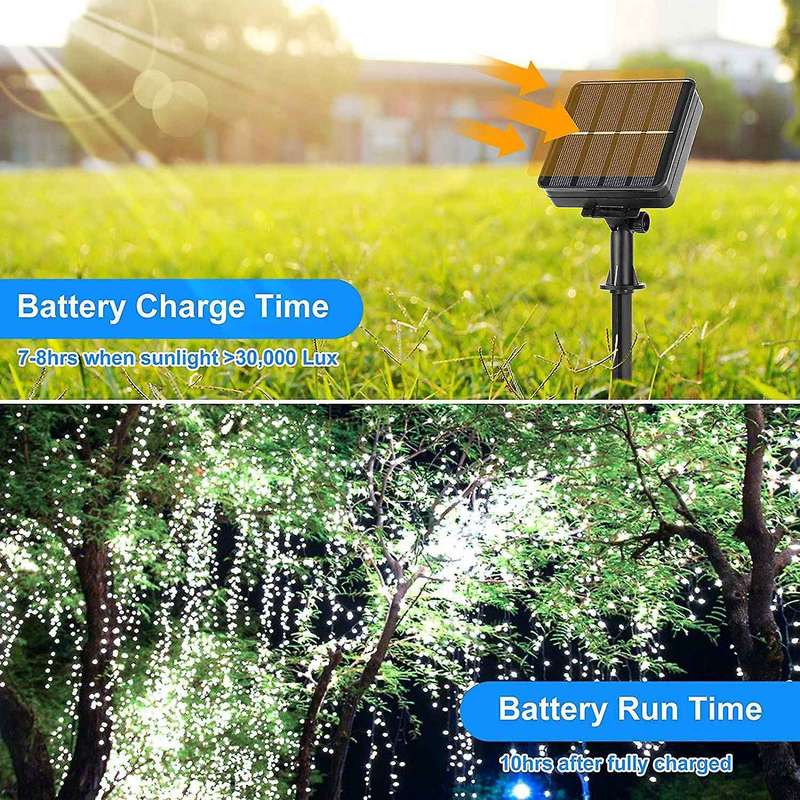 Extra-long Solar Fairy String Lights, Waterproof 8 Lighting Modes