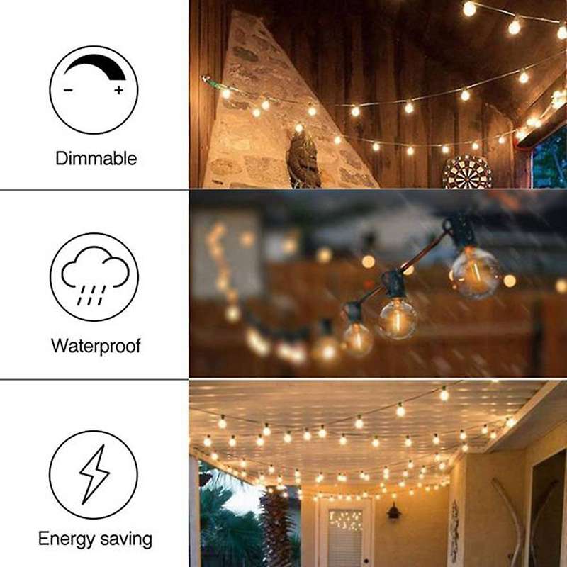 G40 Solar String Lights with Remote Control for Party 10m 20 Bulbs